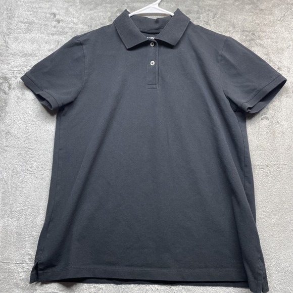 Lands' End Polo Shirt Womens M 10-12 Black Cotton Preppy Golf - Picture 1 of 5